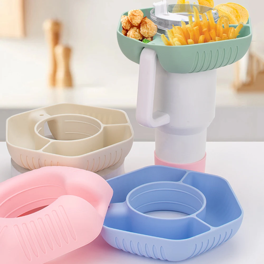 Snack Bowl Silicone Snack Tray Reusable Snack Plate Snack Ring for Stanley 40oz Tumbler with Handle