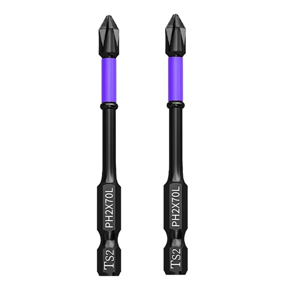 2pcs Non-slip Cross Screwdriver Set PH2 Magnetic Batch Head PH2 Magnetic Batch Head Impact Screw Driver Bit 25/50/65/70/90/150mm