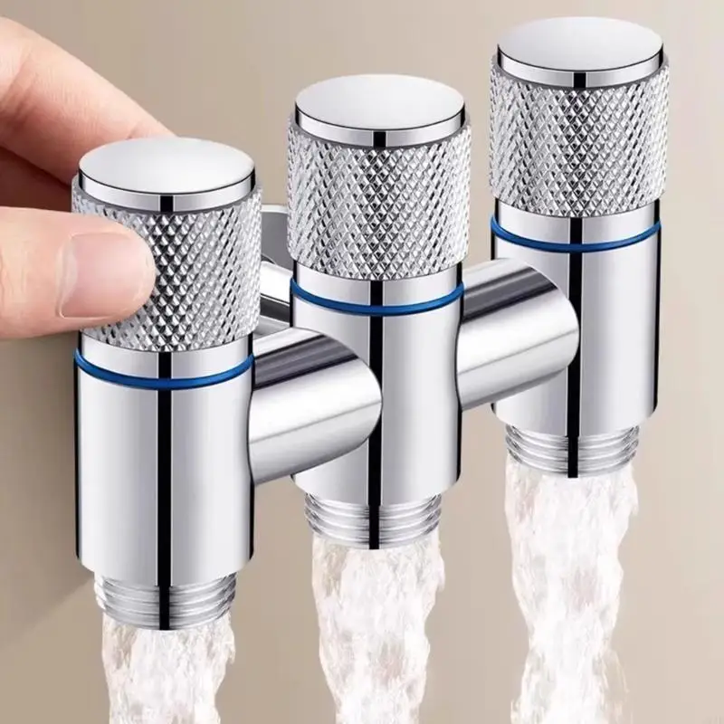 Triple Outlet Valves Faucet Connector For Simultaneous Water Supply Management 37JD