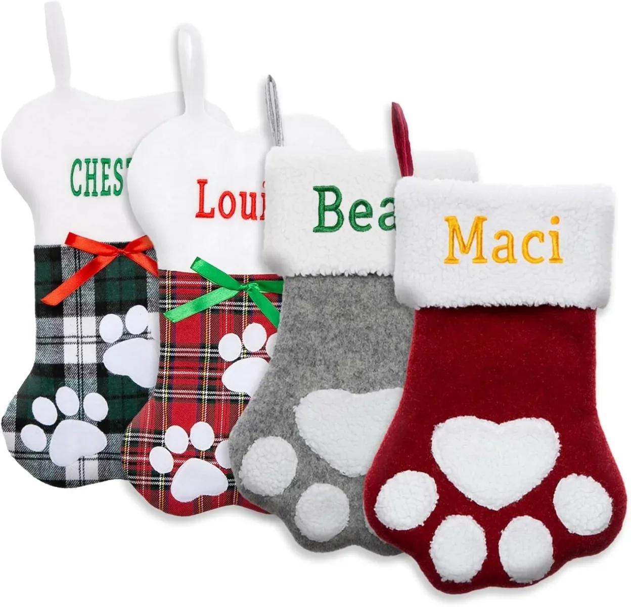 이름 자수 맞춤형 애완 동물 크리스마스 스타킹, 애완 동물 발 또는 큰 뼈 크리스마스 스타킹, 휴일 장식