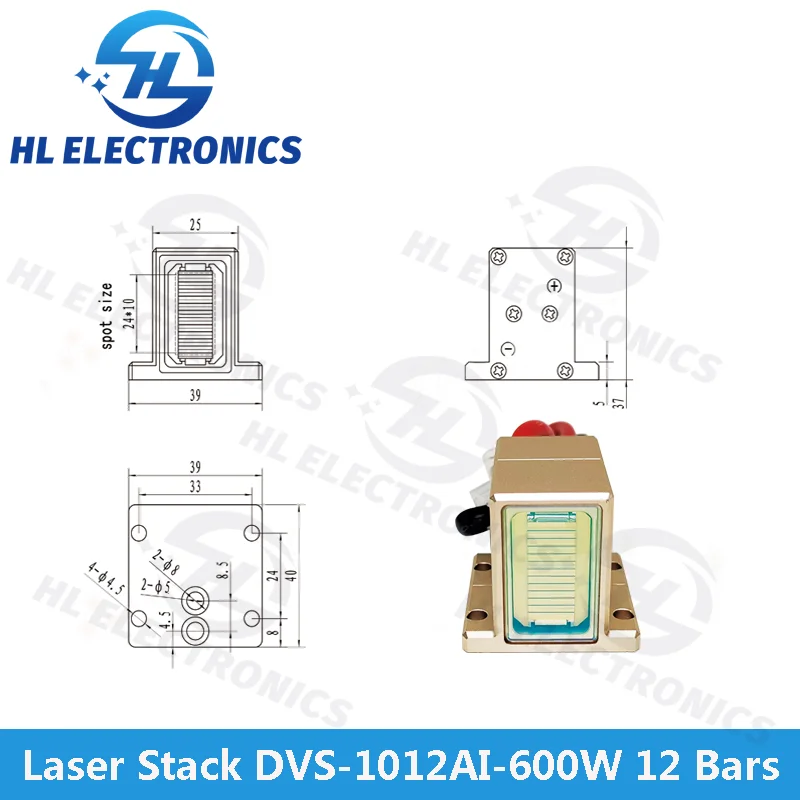 Лазерный диод 600 Вт DVS-1012AI 12 бар 600 Вт Лазерный стек