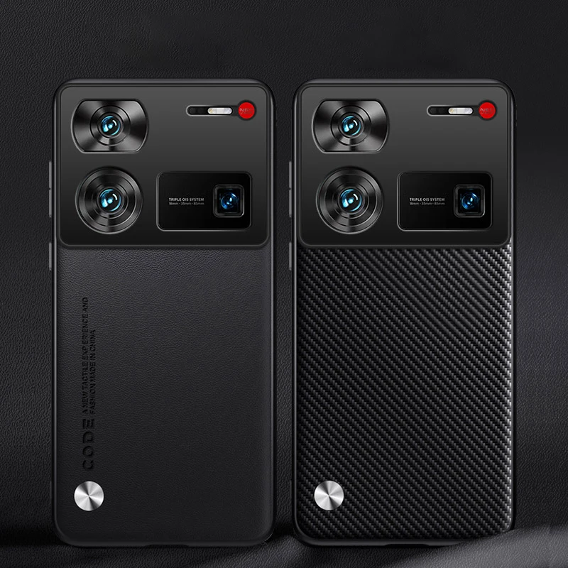 حافظة جلدية لـ ZTE Nubia Z60 Ultra ، غير لامع ، ألياف كربون ، حماية سيليكون ، غطاء هاتف بكاميرا كاملة ، كوكه