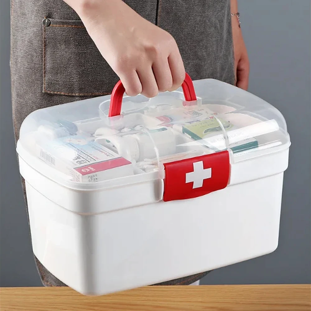 1PCS Portable Pill Box - 2-Tier Medicine Organizer with Locking Lid & Removable Compartments - Travel/Home Moisture-Proof