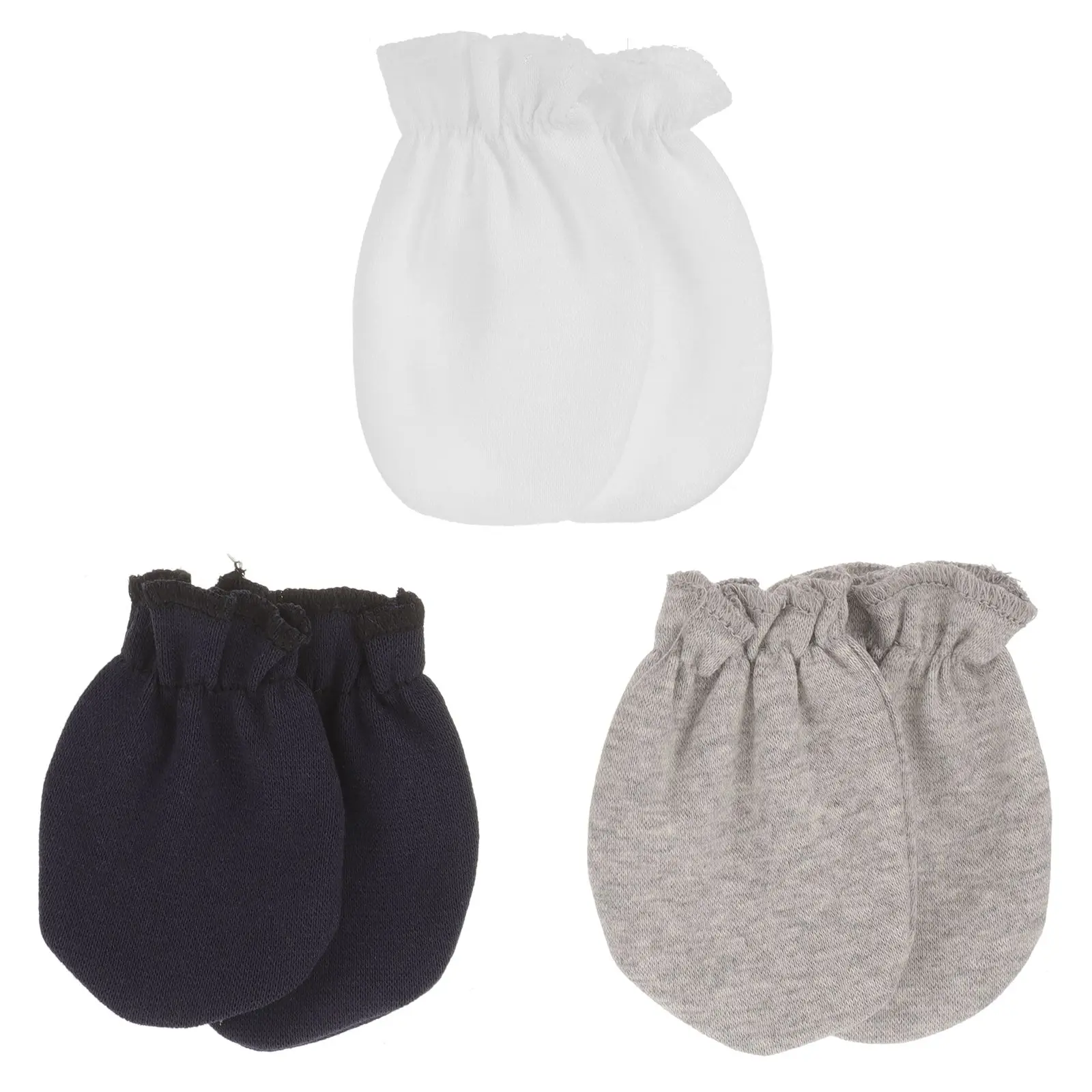 

3 Pairs Anti Scratch Baby Gloves Soft Knitted Elastic 0 12 Months White Navy Gray Newborn Boy Mittens Toddler Winter Infant