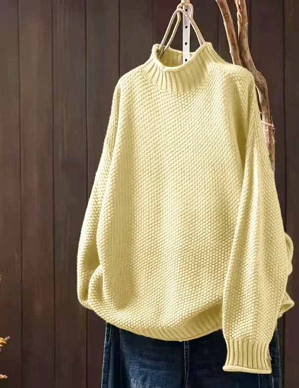 Damen-Pullover mit halbem Rollkragen und langen Ärmeln in Übergröße (Freizeitkleidung) ​ – Detail 11