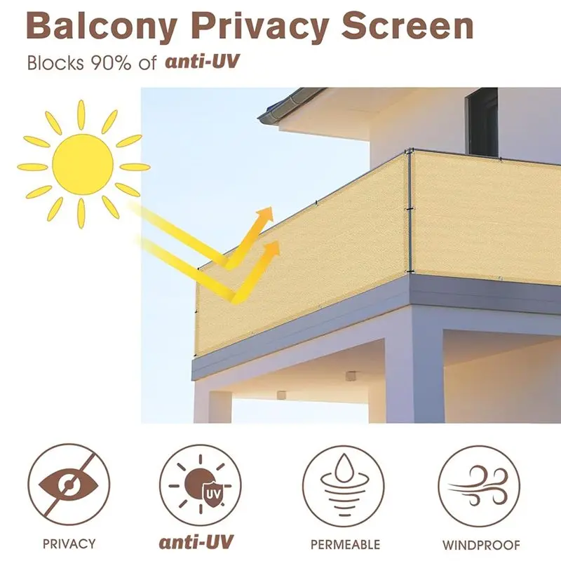 AC88-Outdoor Heavy Duty Mesh Windscreen 2.95Ft X 16.4Ft; Effective Privacy And Shade For Balcony And Backyard