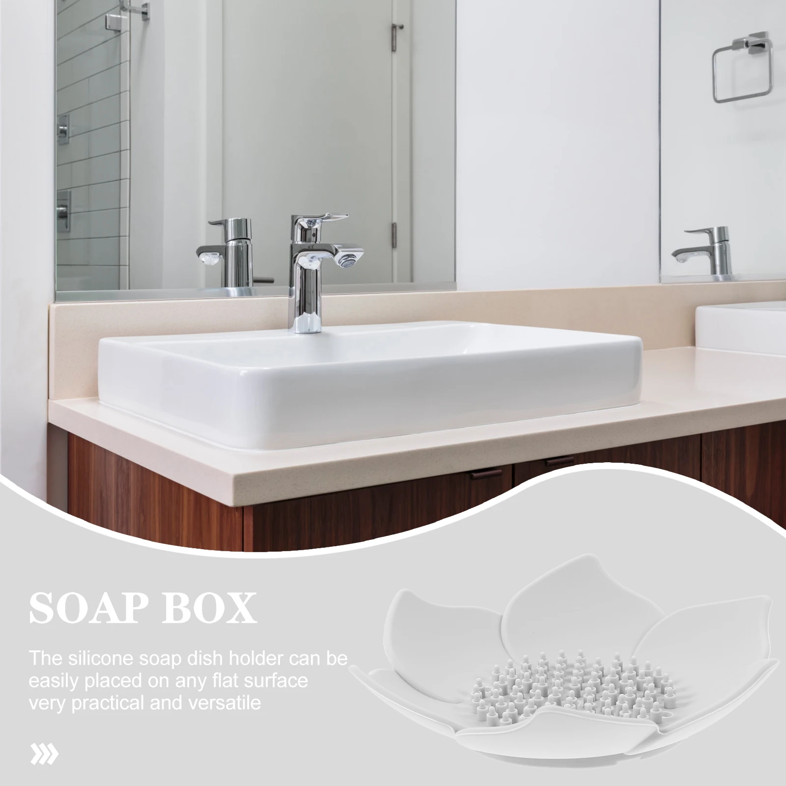 

2pcs Silicone Dish Holder Drain Holes Flower-Shaped Self-Draining Box For Bathroom Kitchen Countertop Storage Tray Household