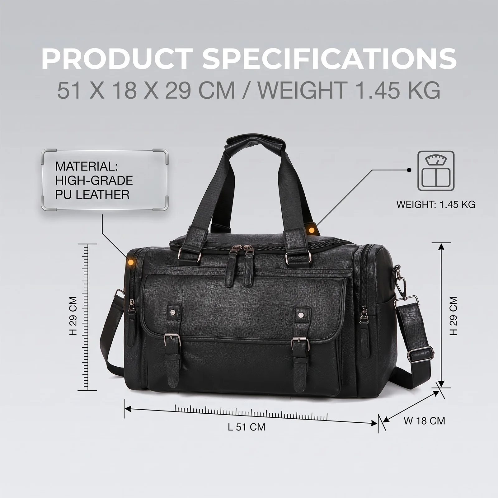 Large Capacity Men's Business Travel Duffel Bag Multifunctional Shoulder Crossbody Gym Bag for Workout Sports