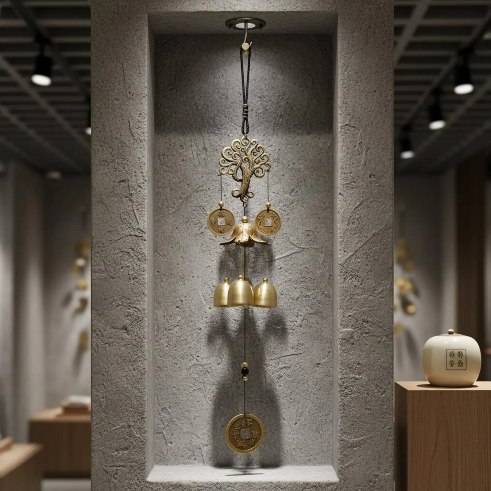 Dragon Wind Chime Decorative Sound Brass Dragon Chime Wind Bell Feng Shui Home Decor Indoor Outdoor Use for Storefront