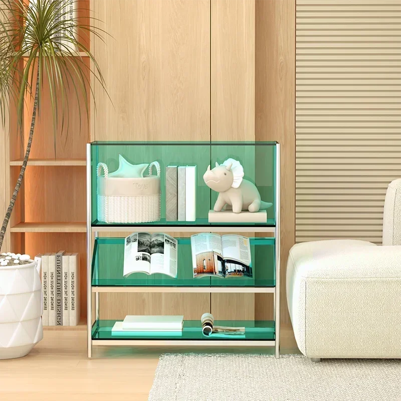 

Витрина для хранения в гостиной, многослойная напольная книжная полка из нержавеющей стали с узким швом