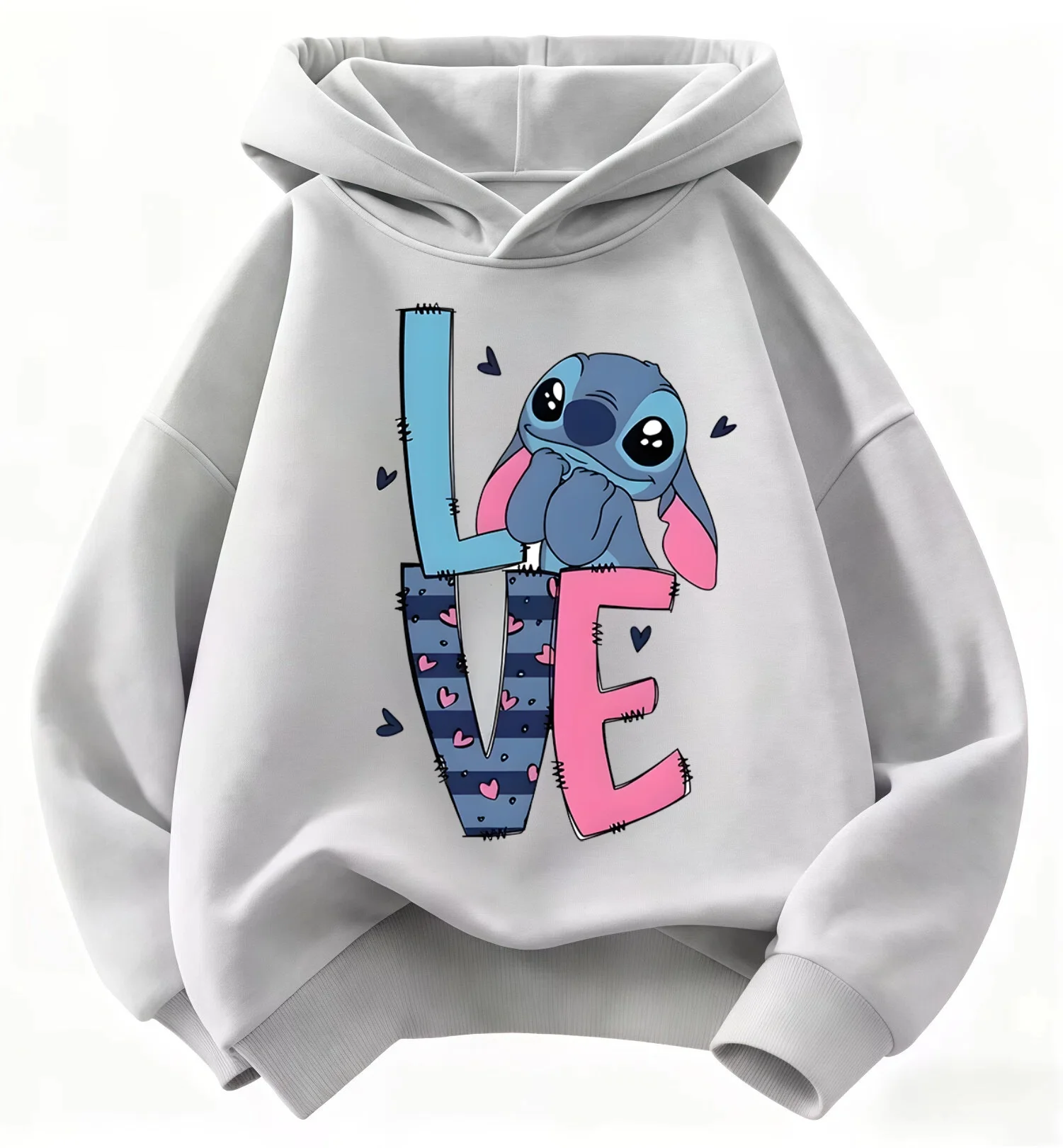 

Trendy Disney Stitch Kids Hoodie Loose Fit Long Sleeve Hooded Sweatshirt for Boys Girls 4-15Y Washable Durable Children
