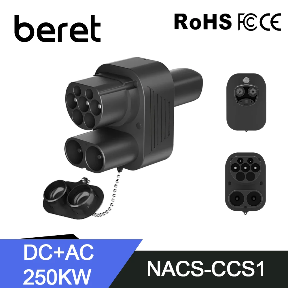 BERET CCS2 Tesla EV Charging adapter DC 1000V 250KW AC 250V 80KW Model 3/X/Y/S COMBO CCS 2 EV Charging Converter Adaptor