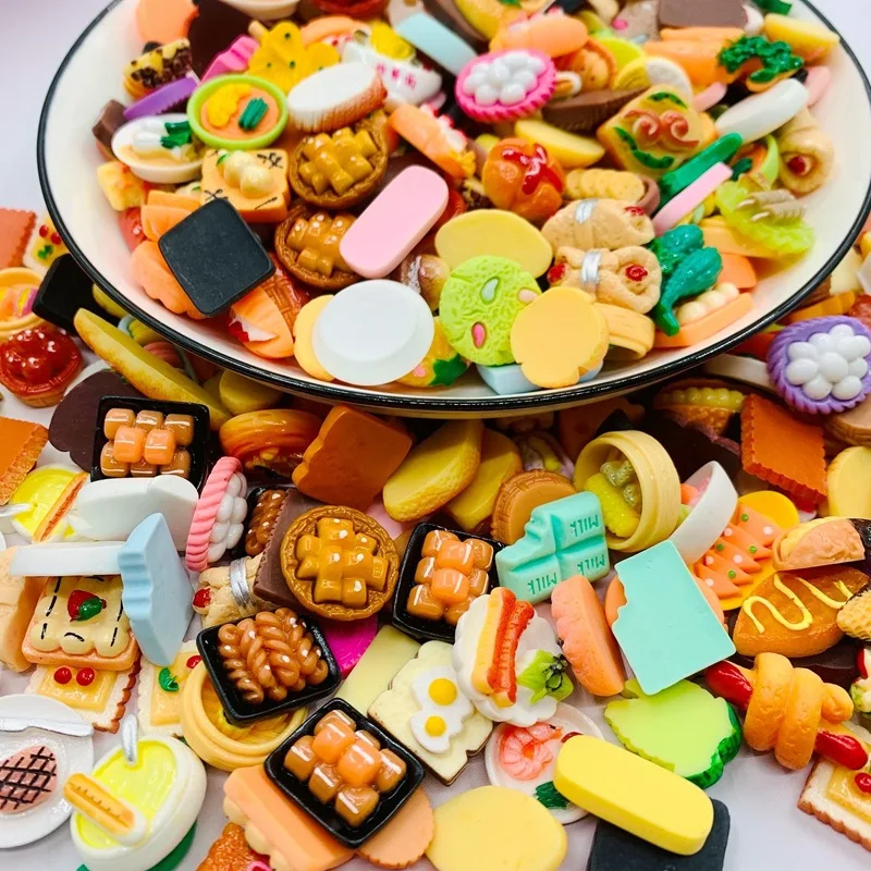 Miniatur-Lebensmittelspielzeug, gemischte Lebensmittel aus Kunstharz, Puppenküche, vorgeben, Spielzeug, geeignet für Puppenhaus, Küchenspielzeug, Miniatur-Lebensmittel aus Kunstharz – Detail 1