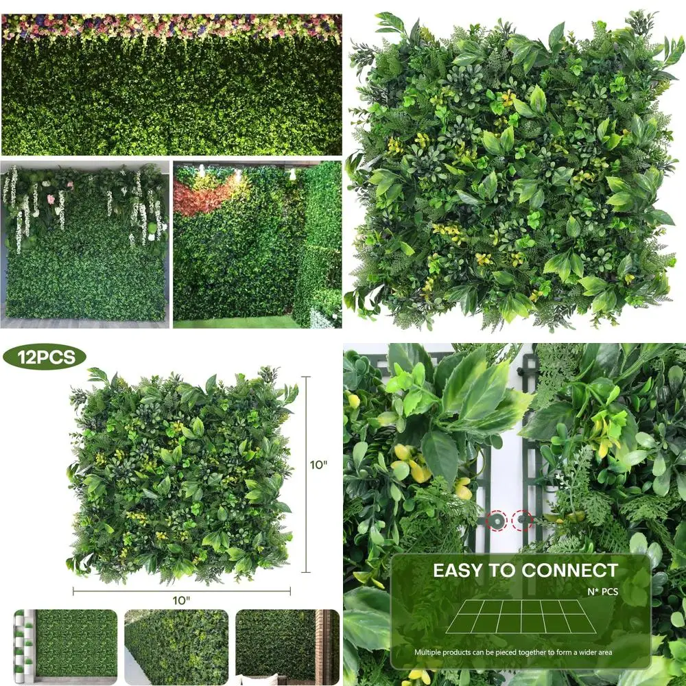 

Искусственные панели из самшита 10x10, 12 штук, УФ-стойкая зелень для декора стен, для использования на улице и в помещении