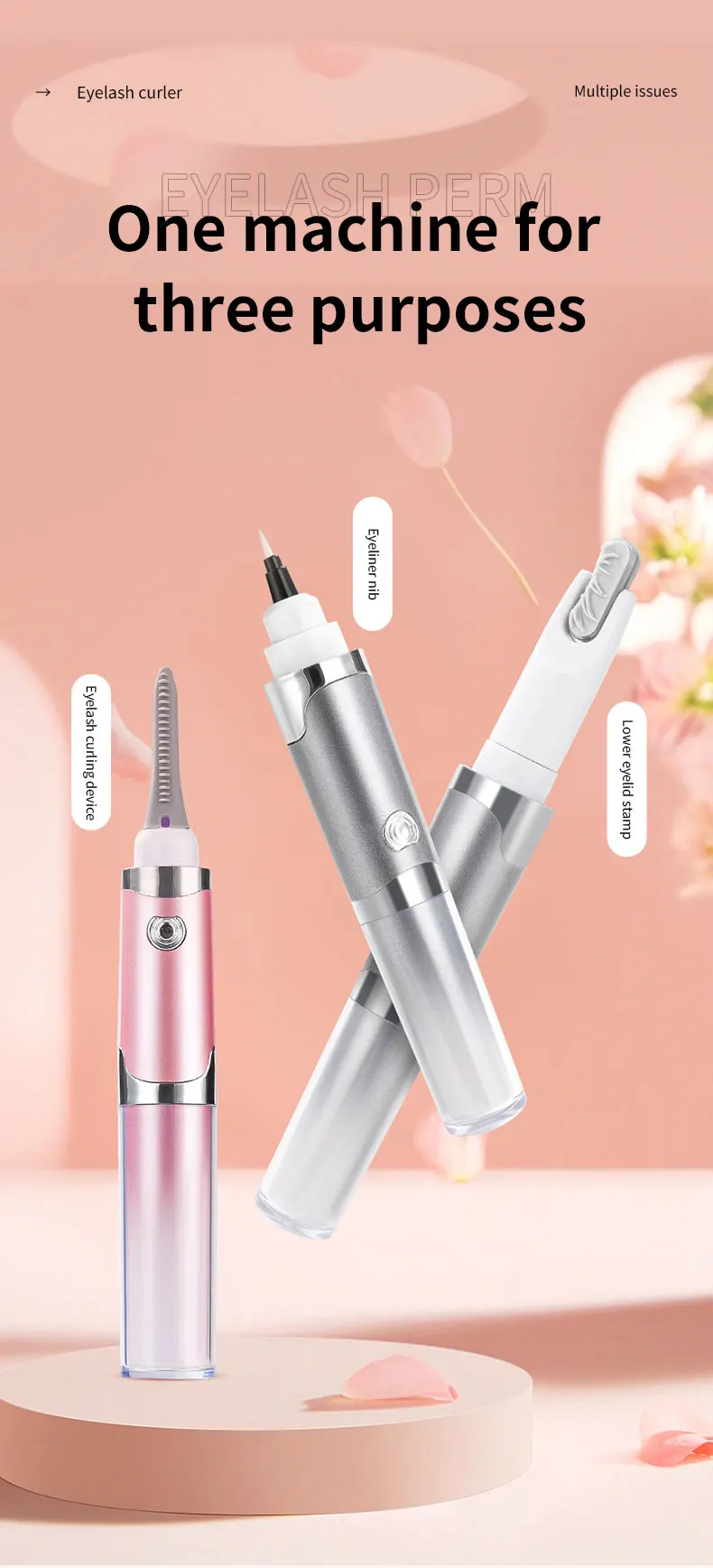 1個 3段階調節可能な電気加熱式まつげカーラー 長時間カールを実現、アイライナー、下まぶたスタンプ、まつげカーラー、3-in-1充電式電気まつげカーラー、長時間加熱式まつげカーラー、急速予熱、ハンドヘルド加熱式まつげカーラーデバイス、メイクアップツール、クリスマスギフト