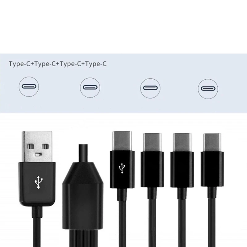 Multi Charging Cable 4 in 1 Multiple USB Fast Cord with 4x Type C Port Connectors for Cellphones Tablets