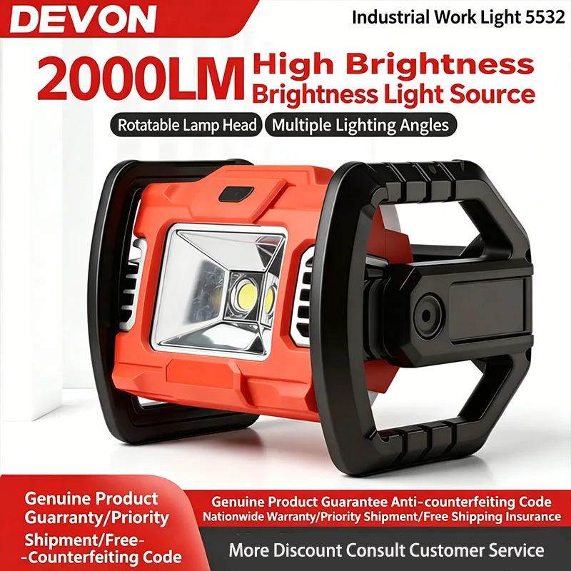 

Devon 20V LED Work Light Rechargeable 5532 Hanging Light Construction Site Emergency Industrial Lighting Outdoor Portable Light