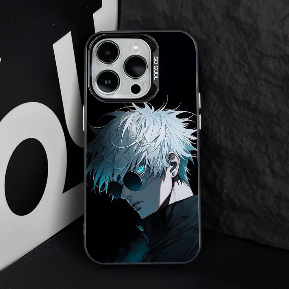 J-Jujutsu K-Kaisen G-Gojo Anime Phone Case IMD Color Silver Shell For IPhone 16 15 14 13 12 Pro Max Plus