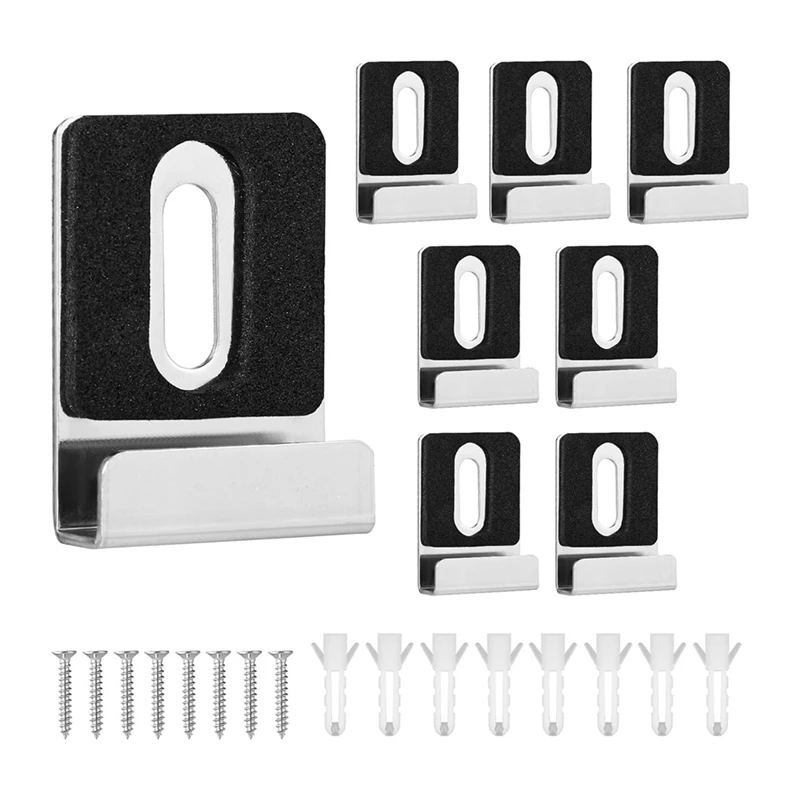 

8Pcs Metal Mirror Holder Kit, Mirror Clips With Screws Rubber Pads Mirror Hooks Heavy Duty Mirror Hanger Hardware