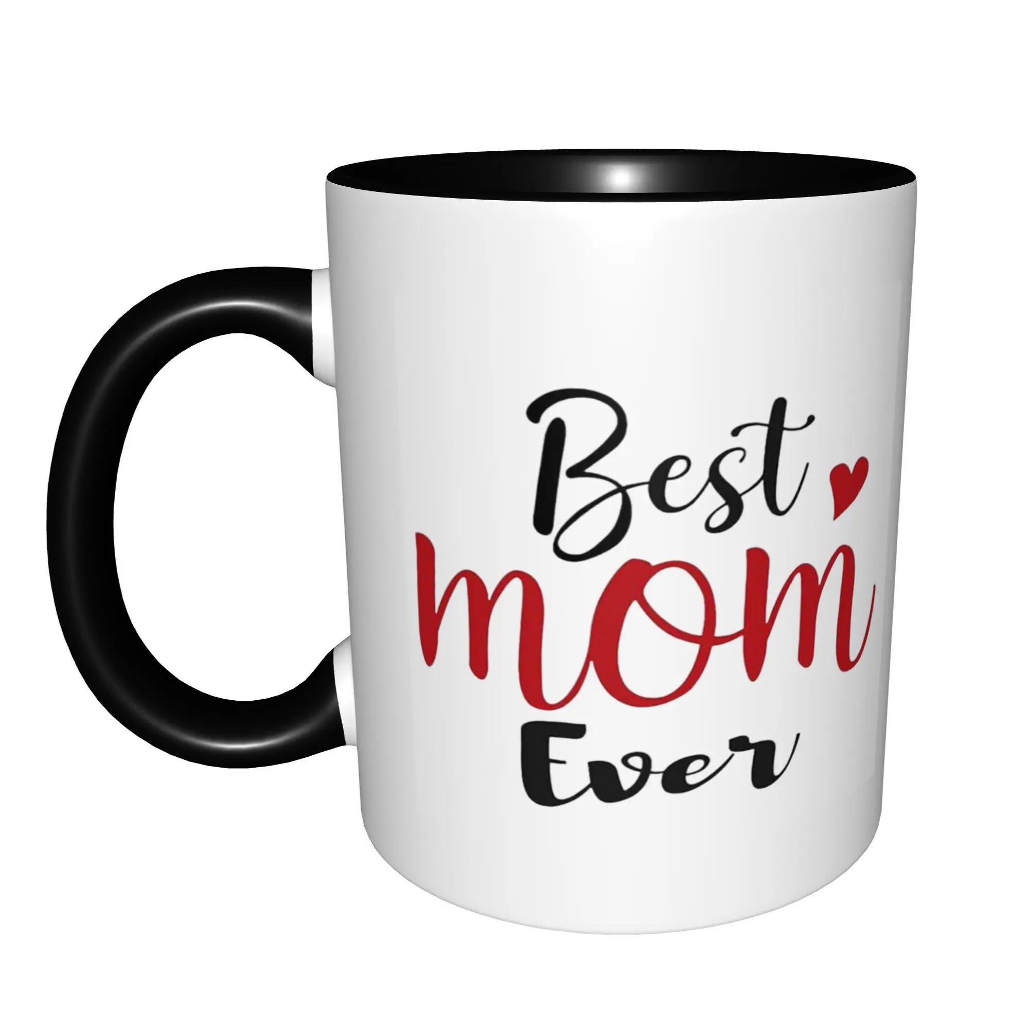 هدايا الأم للنساء أفضل أكواب الأم على الإطلاق مع مقبض أسود أكواب قهوة عيد الميلاد أكواب شاي سيراميك 11 أونصة