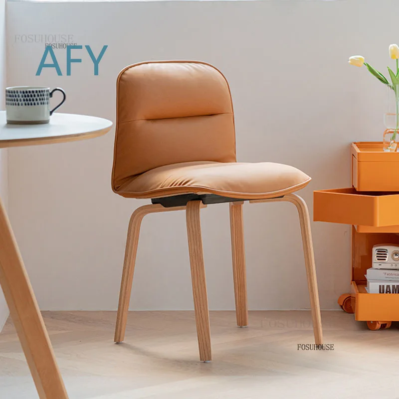 Nordic Backrest Dining Chair for Modern Minimalist Home Decor Wooden Iron Leg Soft Cushion Dining Chairs for Living Room