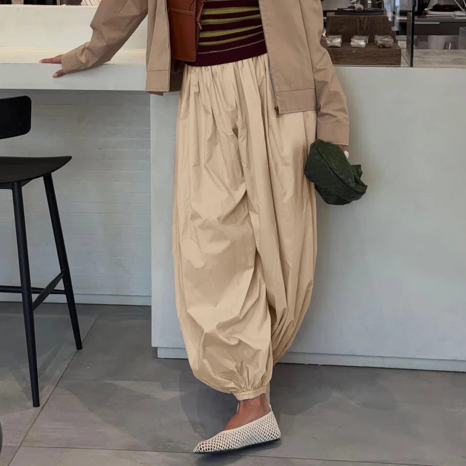 Pantaloni Bloomers alla moda Nuovo autunno con coulisse Pantaloni lanterna casual 2025 Pantaloni streetwear da donna in tinta unita Pantaloni jogger femminili