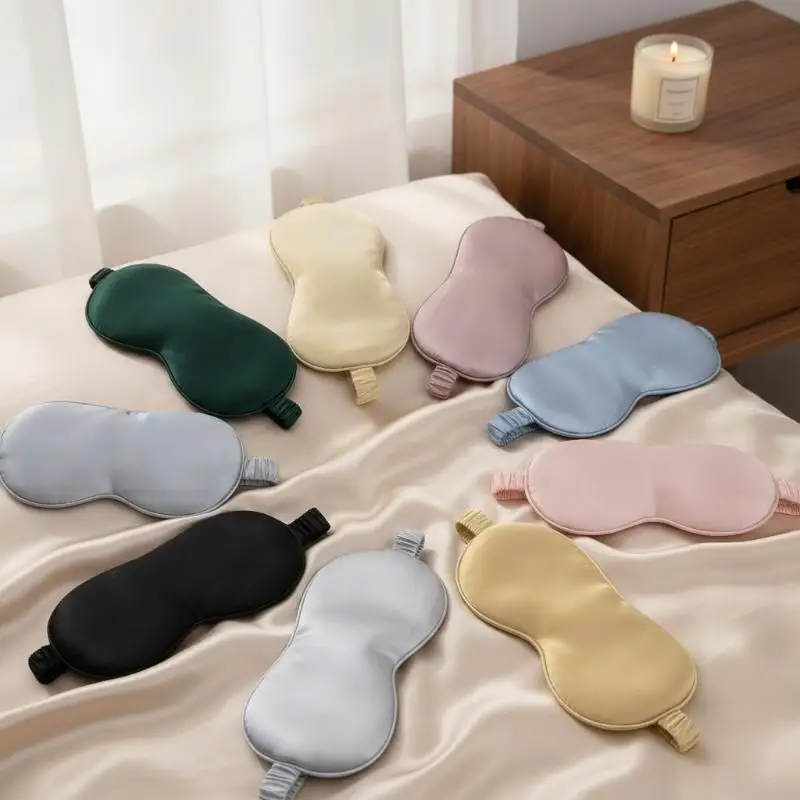// Double-Sided Silk Sleeping Eyeshade Adjustable Strap Light Blocking Breathable Travel Sleep Eye Mask Protective Safety Goggle