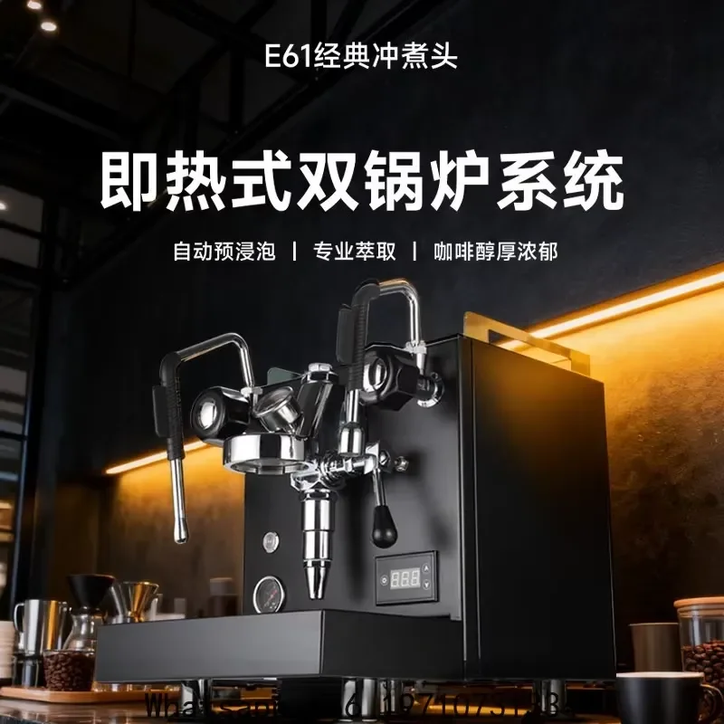 for E61 Semi Auto Espresso Maker with Dual Boiler Instant Steam Wand for Home Commercial Use Rich Crema Italian Style Brewing