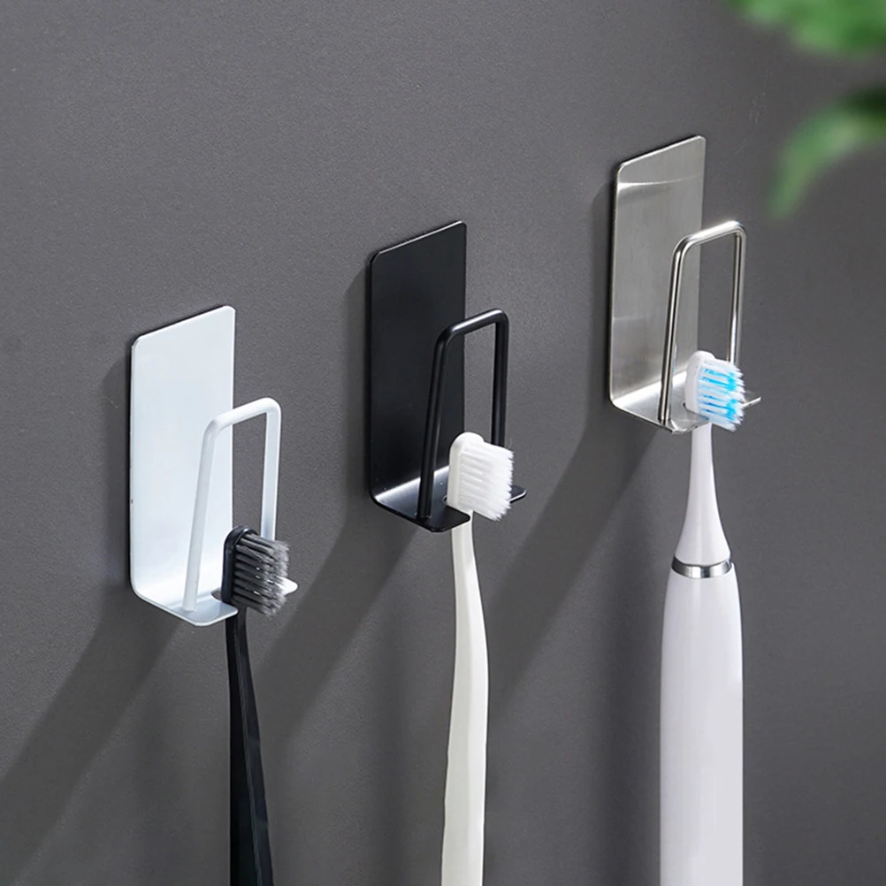 

2 pcs Wall Mounted Stainless Toothbrush Holder Adhesive Bathroom Cup Rack For Electric Adult s Razors Waterproof