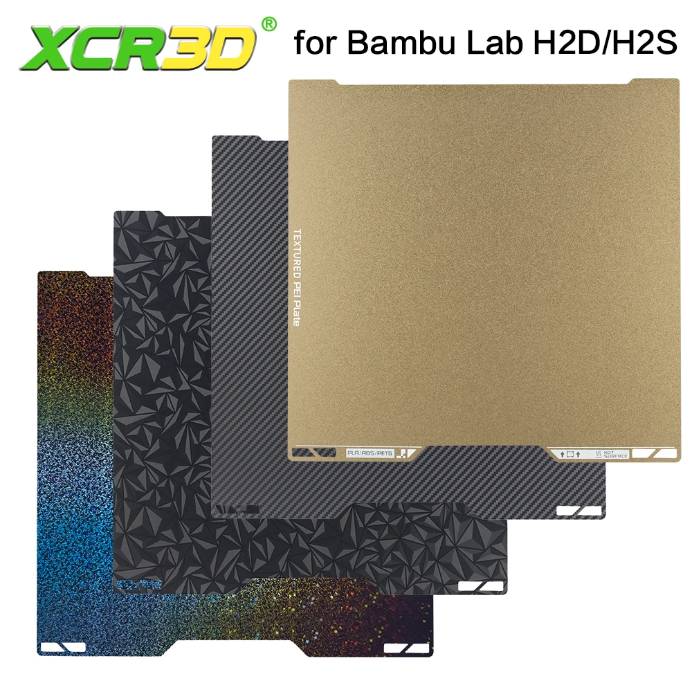 

XCR3D для Bambu Lab h2d, сборная пластина, парник, двухсторонняя Bambulab H2D, гладкая текстурированная пластина PEI, аксессуары 350x320*0,75 мм