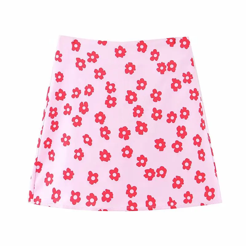 Mini Skirts For Woman 2024 Summer Outfits Pencil Skirt Korean Pink Satin Skirts Y2k Clothes Women Floral Micro Skirts Kawaii