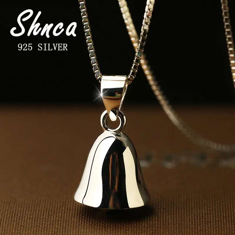 Simple Fashion New High Quality 925 Sterling Silver Bell Shape Choker Pendant Necklaces For Women Girl Jewelry Gift XN034