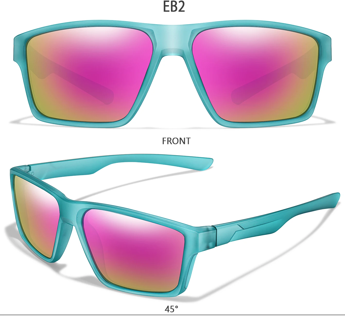 Polarisierte quadratische Sonnenbrille mit bunten Gläsern als Radfahren, Fahren, Wandern und Laufen, UV400-Brille für Männer, Frauen, Mädchen, Jungen, Festival – Detail 4