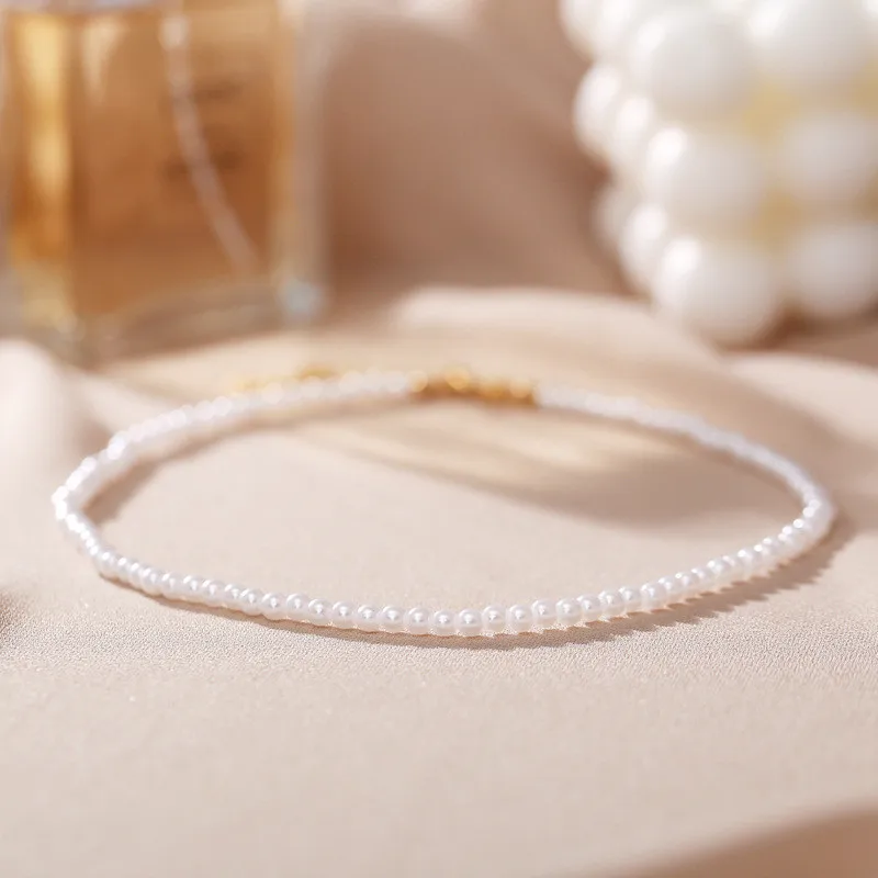 Modyle 2024 New Vintage Elegant Jewelry Simple White Pearl Chain Choker Necklace For Women Wedding 2024 Fashion Gifts