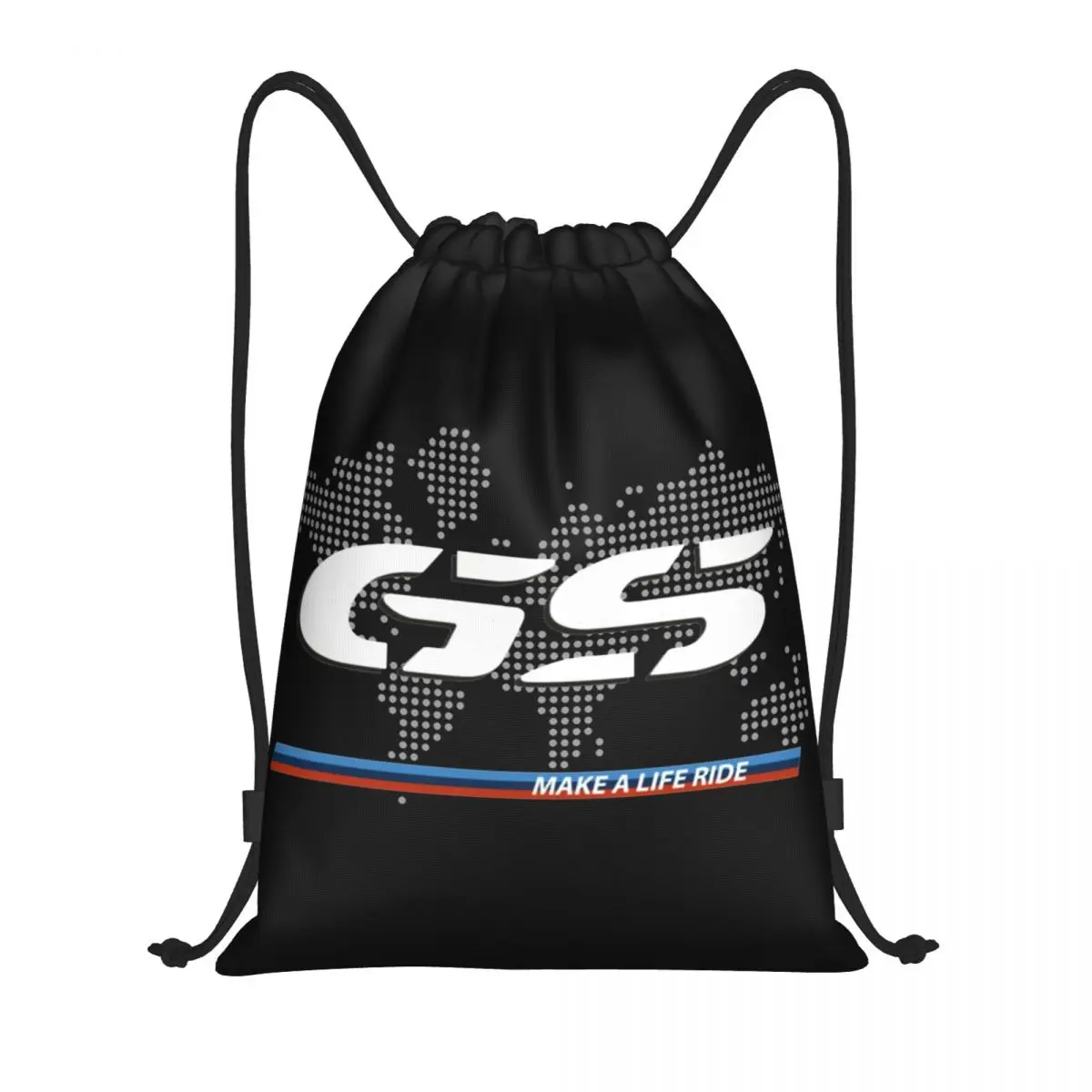 Motorcycle GS World Map Racing Drawstring Backpack Sports Gym Bag Moto Motorbike Enduro Race String Sackpack for Working Out