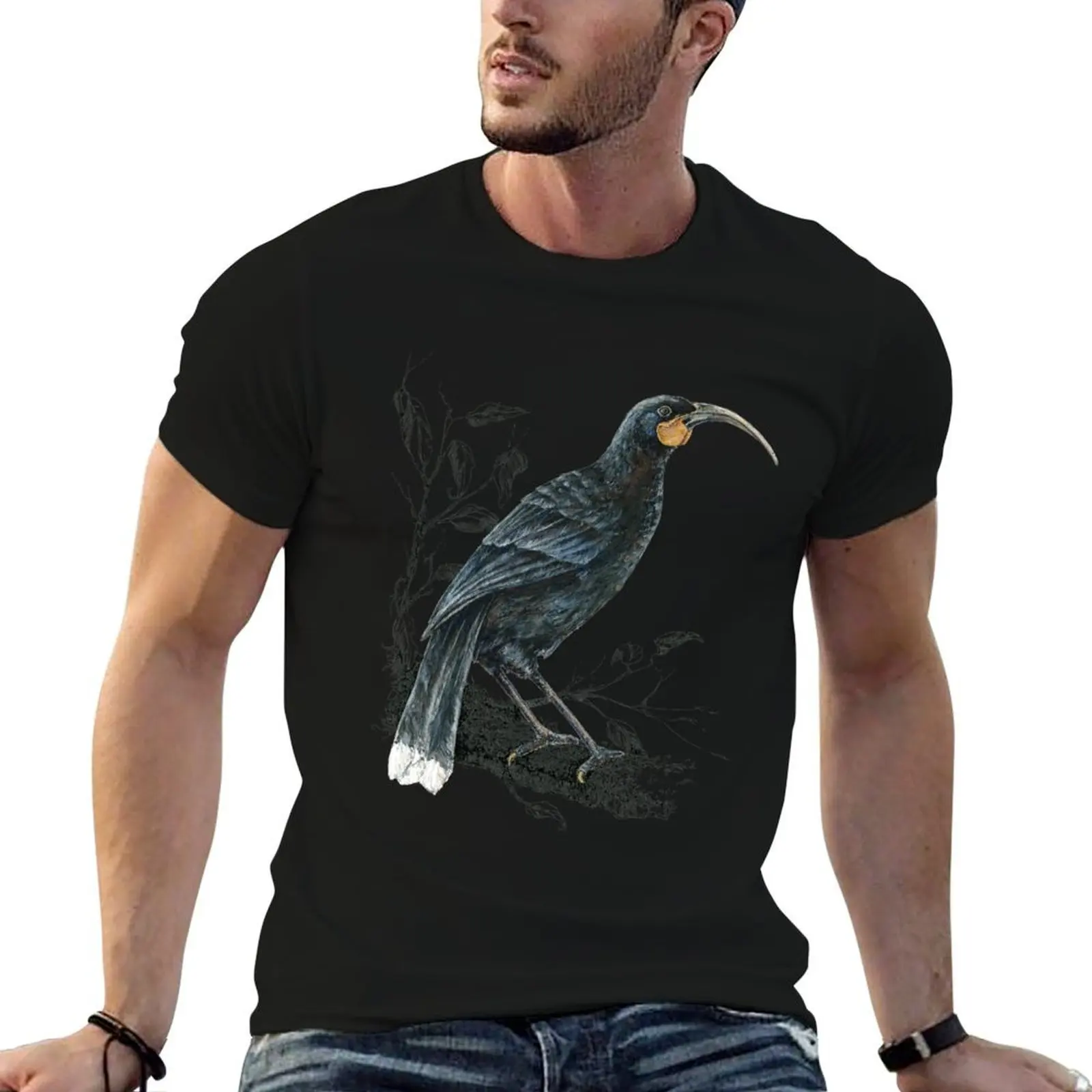 Huia, Native bird of New Zealand T-Shirt Man t-shirt korean fashion men workout shirt