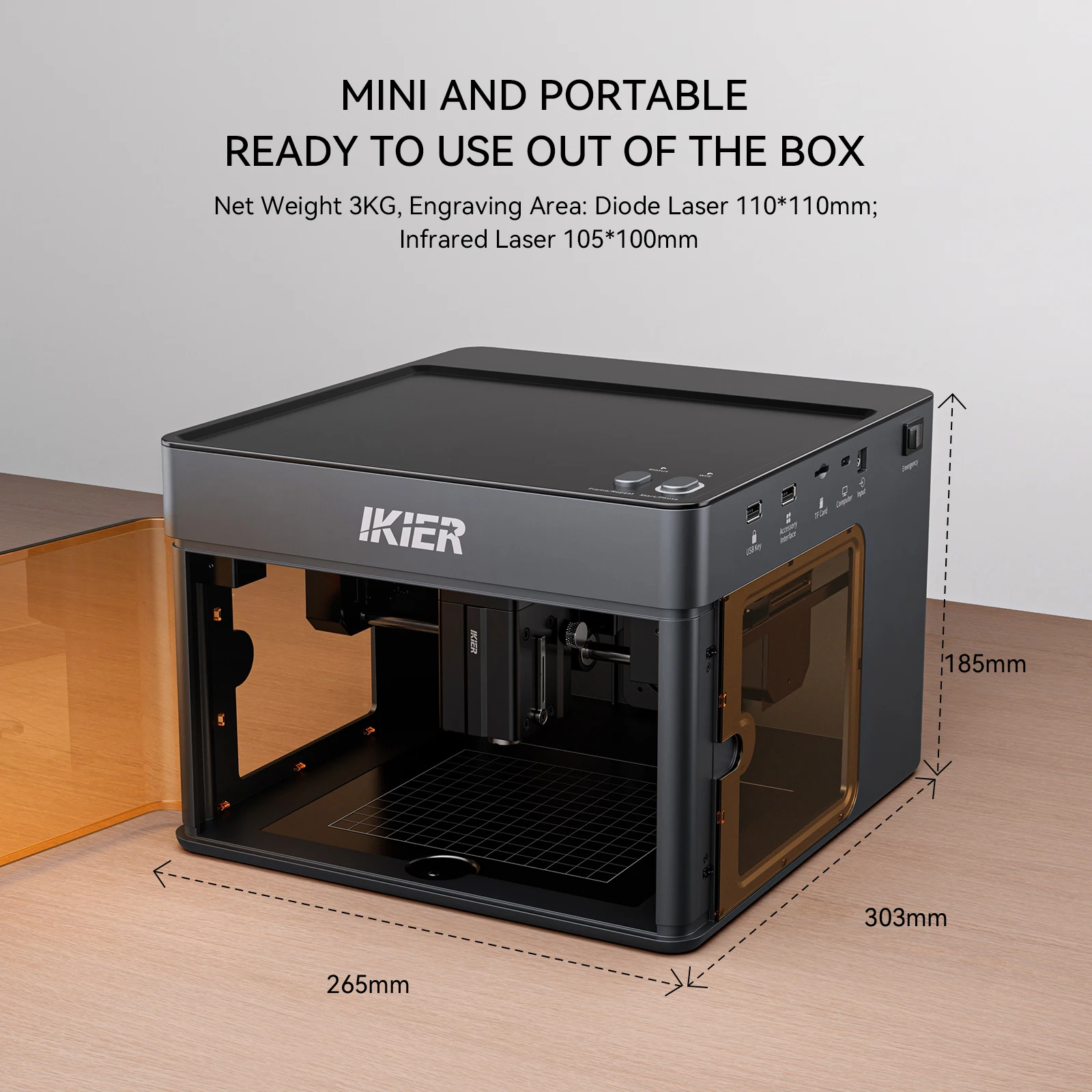 iKier Flex Portable Laser Engraver Machine for Metal Wood Acrylic Plastic Portable Desktop Laser Cutter Class 1 Safety CoreXY 0.1mm Precision Ready to Use LightBurn Compatible Compatible with AtomStack view 8