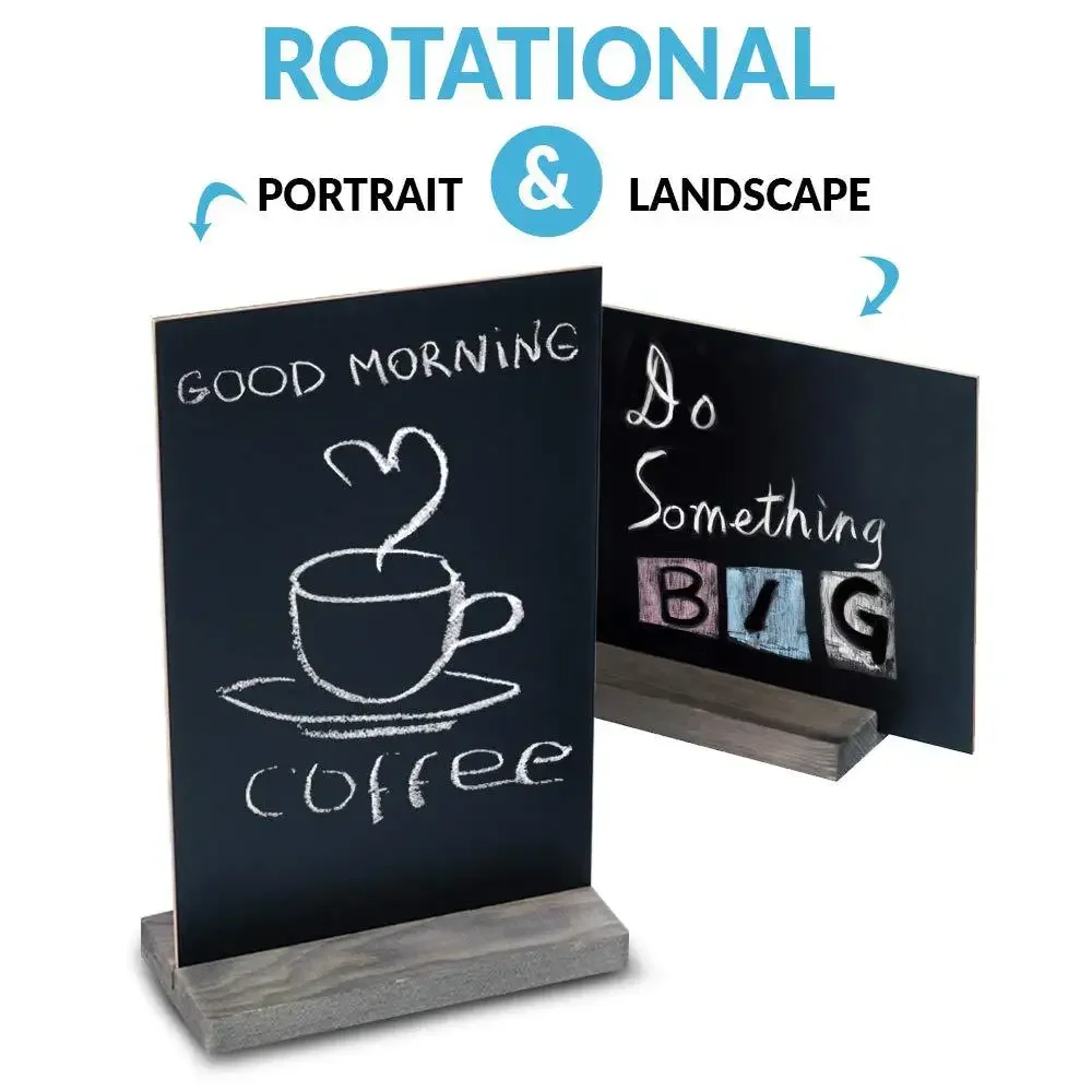 5PCS Mini Wooden Blackboard Ornament Standing Double Sided Message Desktop Display Home Office Writing Tool