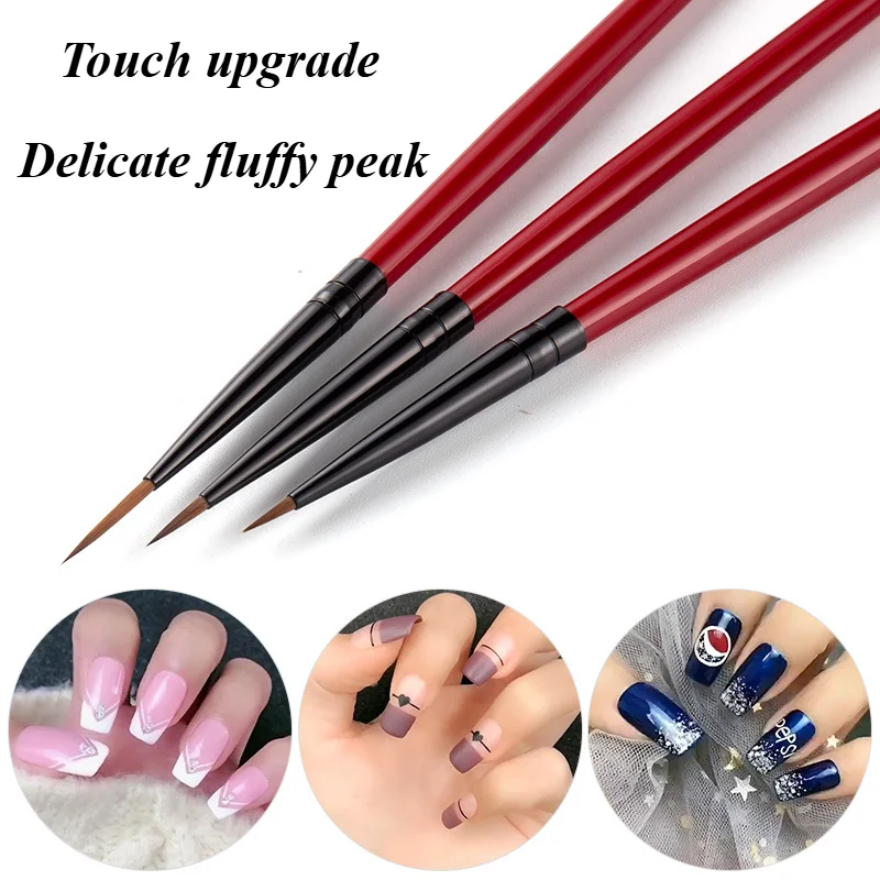 

3 / set nail Art eyeliner brush Pinstripe line brush DIY UV gel tips French design nail tools 5/7/11mm, beauty tools 2024