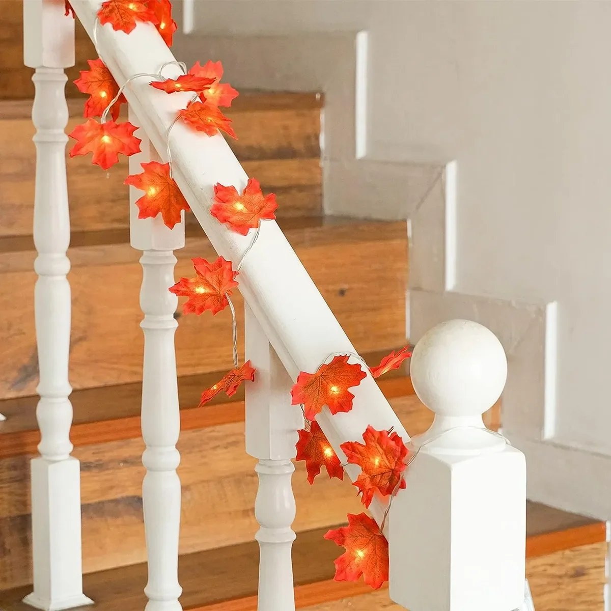 1PC Maple Leaf String Lights 10/20/40 LED Lights Battery Operated Waterproof For Halloween Outdoor Autumn Thanksgiving Decor