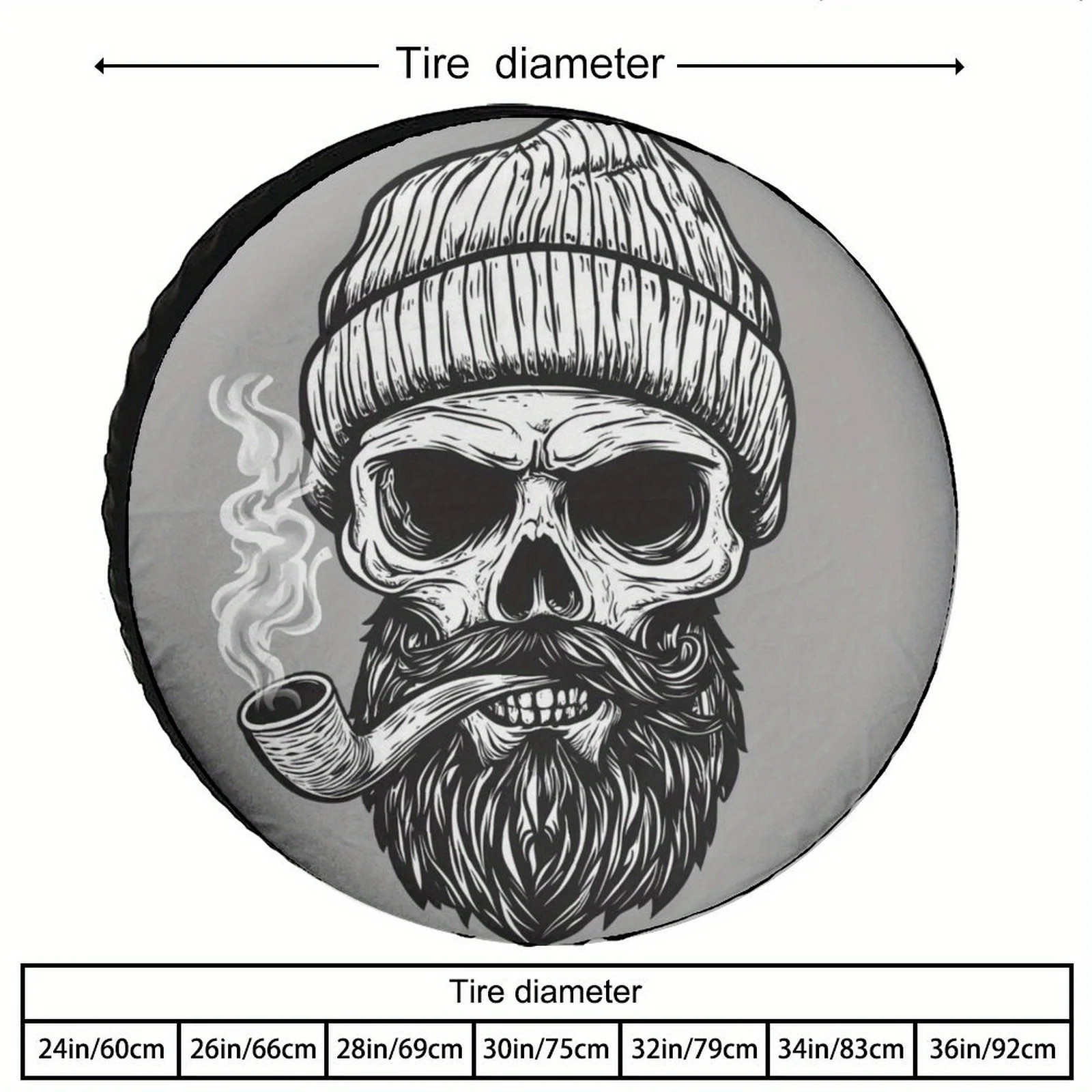 Skull Smoking Pipe Beanie Graphic Spare Tire Cover Waterproof Polyester For Jeep SUV