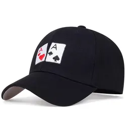 Unisex Poker Serce A Haft Snapback Czapki z daszkiem Wiosna i jesień Regulowane Kapelusze Okresowe Kapelusz