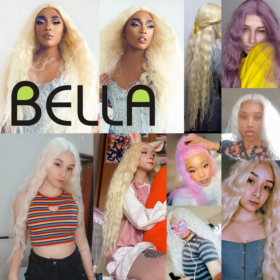 Bella – perruque synthétique bouclée pour femmes, postiche de Cosplay de 42 pouces de Long, Blonde 613, rose, colorée