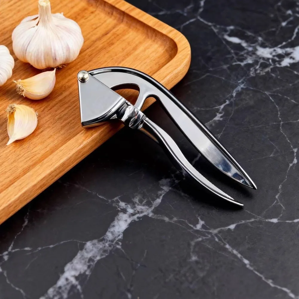 Practical 2 in 1 Garlic Press Rust-proof Corrosion-resistant Garlic Masher Labor-saving Zinc Alloy Garlic Squeezer Hawthorn