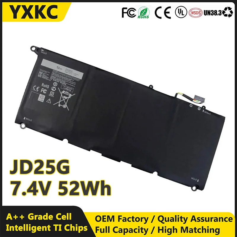 JD25G 7.4V 52Wh 90V7W JHXPY 5K9CP DIN02 090V7W 0DRRP RWT1R Laptop Battery for Dell XPS 13 XPS13 13D 13-9343 13-9350 13D-9343