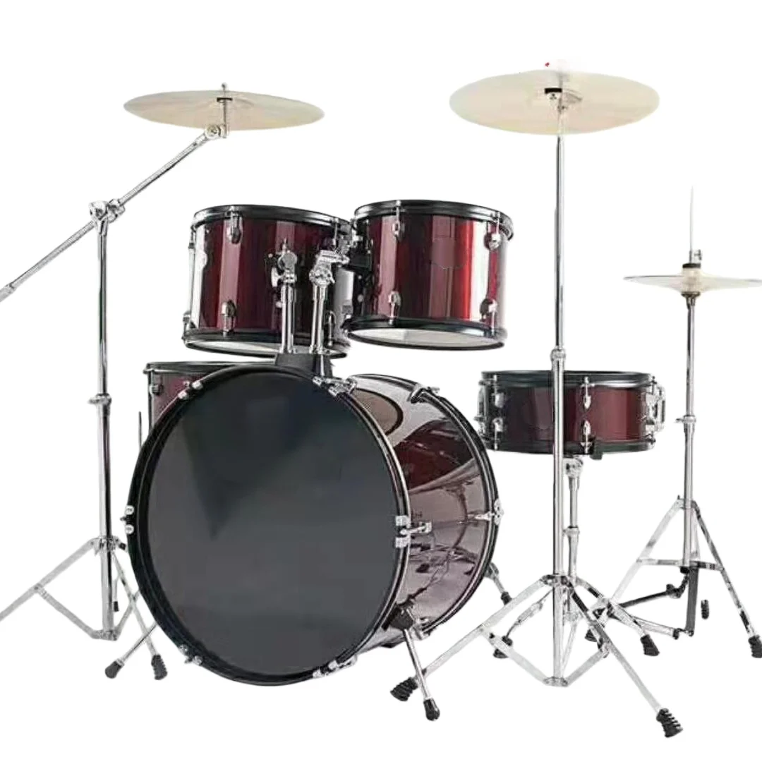 

5-Piece Drum Set with 3 Cymbals Jazz for Kids & Adults Beginner-Friendly Stage-Ready Durable Musical Instrument
