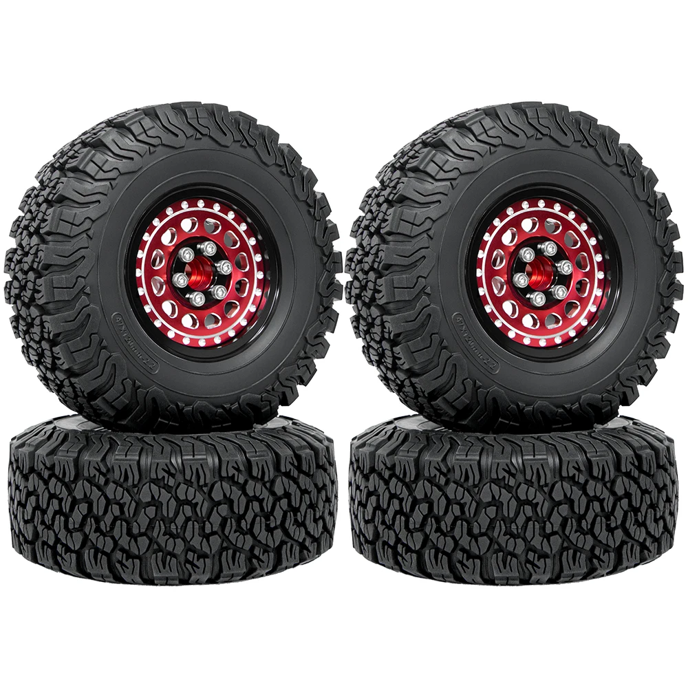 RC width: 1.57 inches (40 mm). 2.2 wheel rim/tire adjustable offset. 4-piece set, suitable for TRX4 SCX10 off-road vehicles.