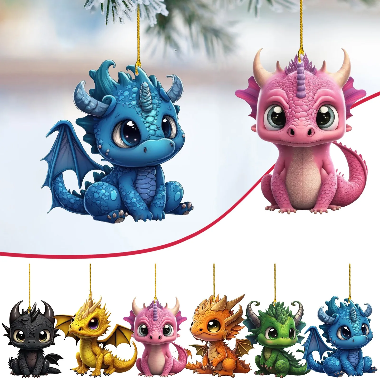 Christmas 2D Flat Pendant Dragon Baby 2025 Christmas Decorations For Home Xmas Tree Hanging Ornament New Year 2025 Navidad