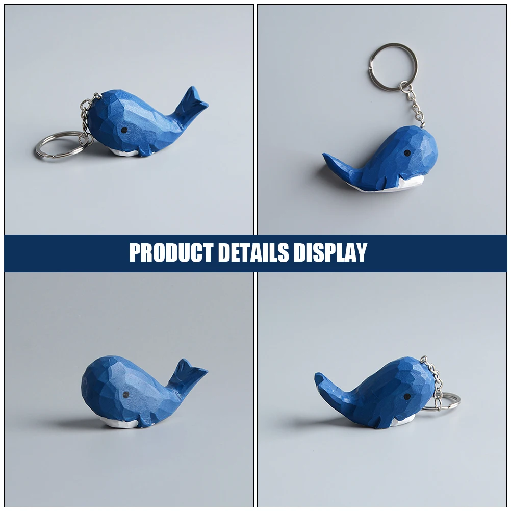 

Wooden Whale Keychain Blue Small Bag Charm Backpack Accessories Decorative Keyring Pendant Cute Keychain For Car Handbag Purse