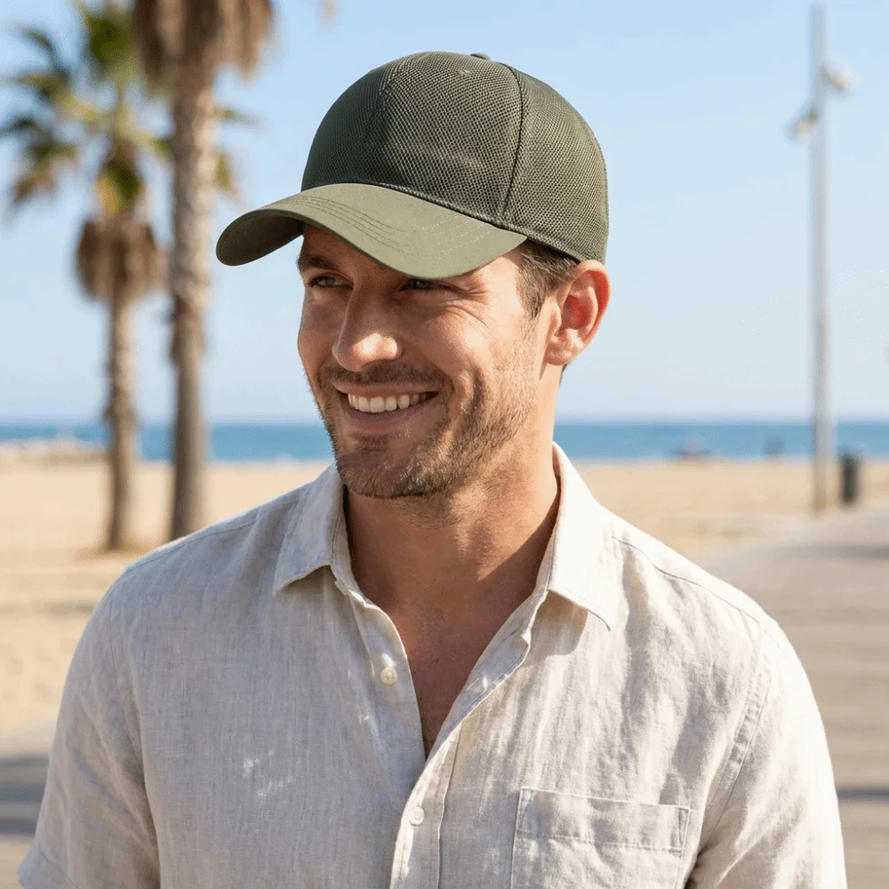 Adjustable Full Mesh Baseball Cap Openwork Sun Protection Quick Dry Baseball Cap Soild Color Polyester Breathable Mesh Cap Golf